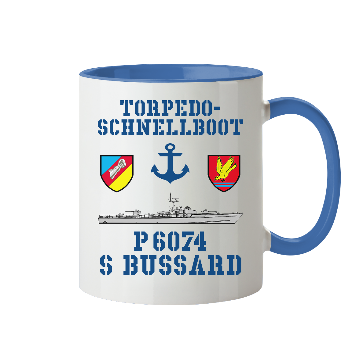 Torpedo-Schnellboot P6074 BUSSARD Anker - Tasse zweifarbig