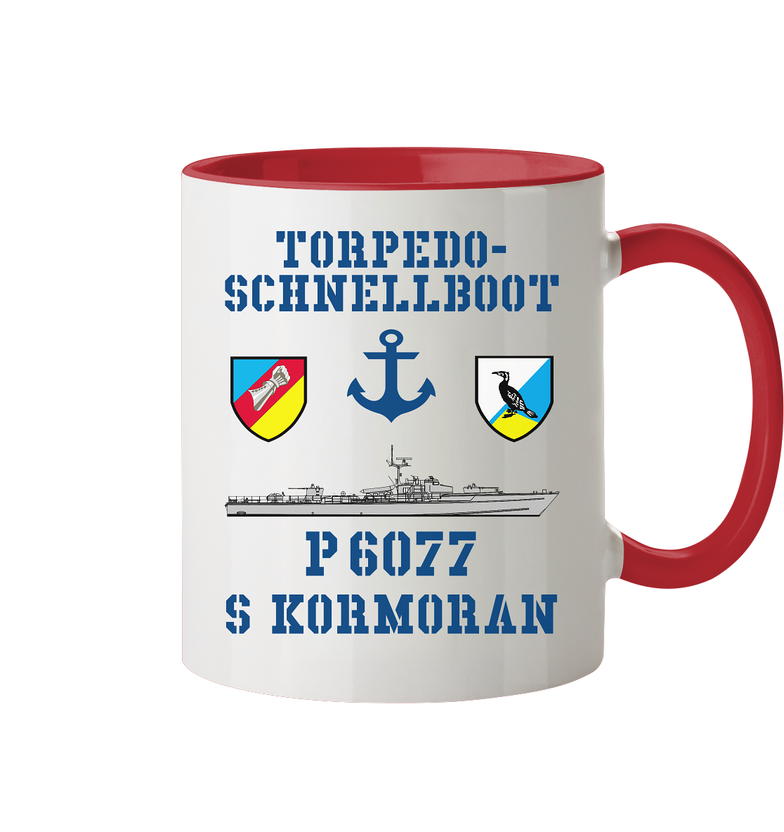 Torpedo-Schnellboot P6077 KORMORAN Anker - Tasse zweifarbig