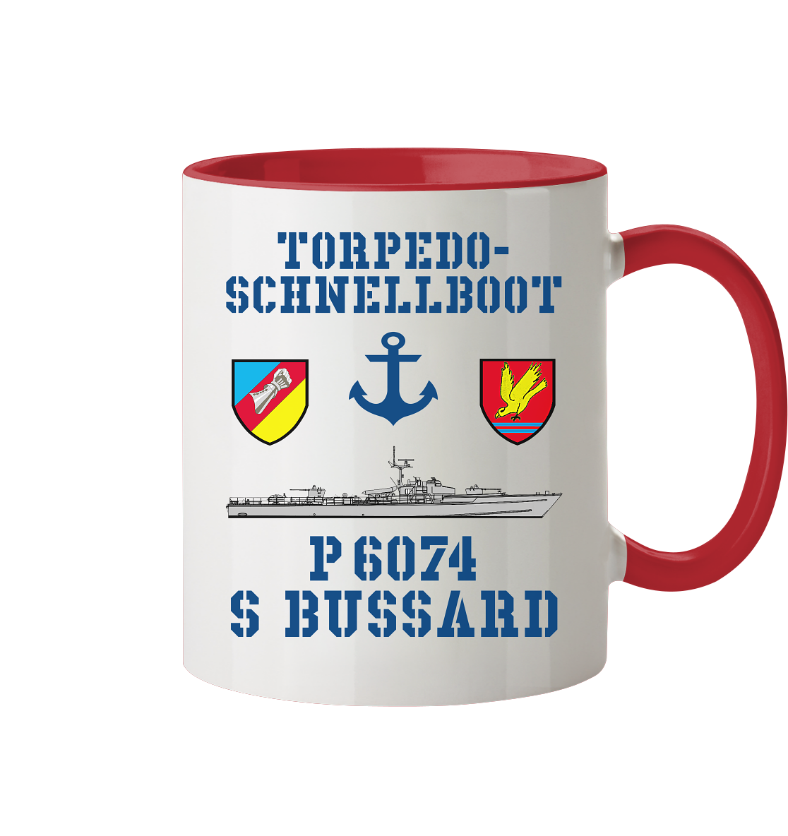 Torpedo-Schnellboot P6074 BUSSARD Anker - Tasse zweifarbig