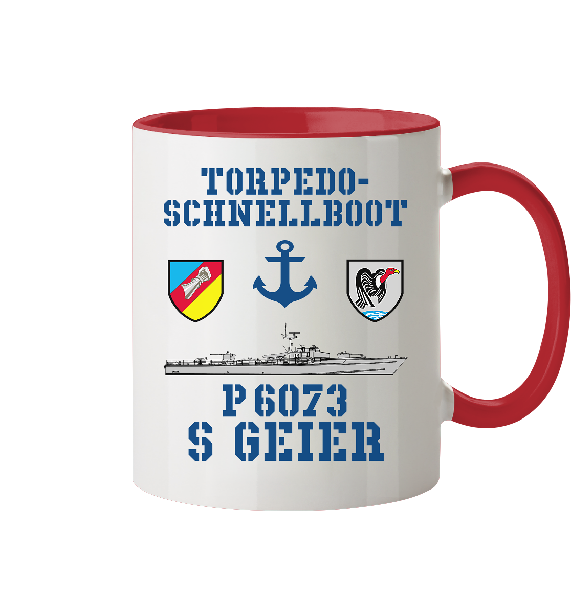 Torpedo-Schnellboot P6073 GEIER Anker - Tasse zweifarbig