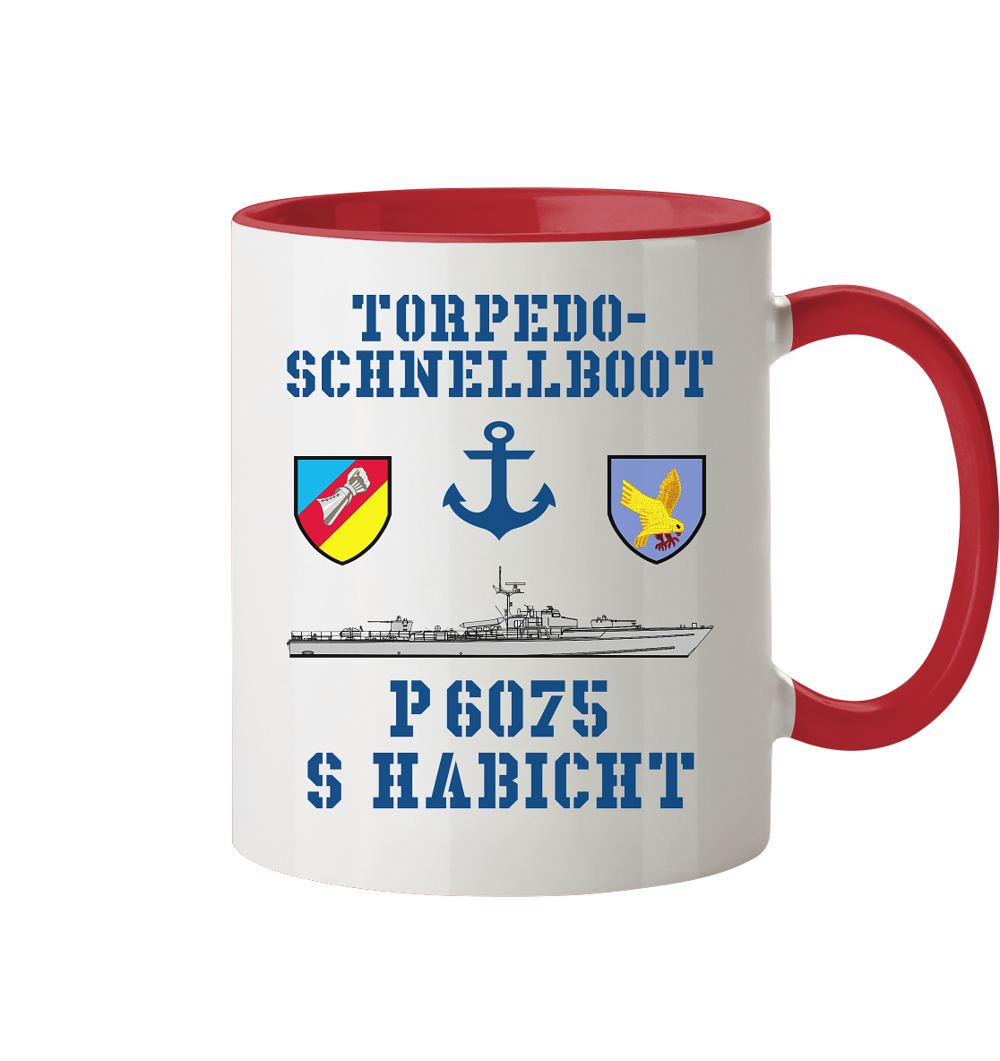 Torpedo-Schnellboot P6075 HABICHT Anker - Tasse zweifarbig