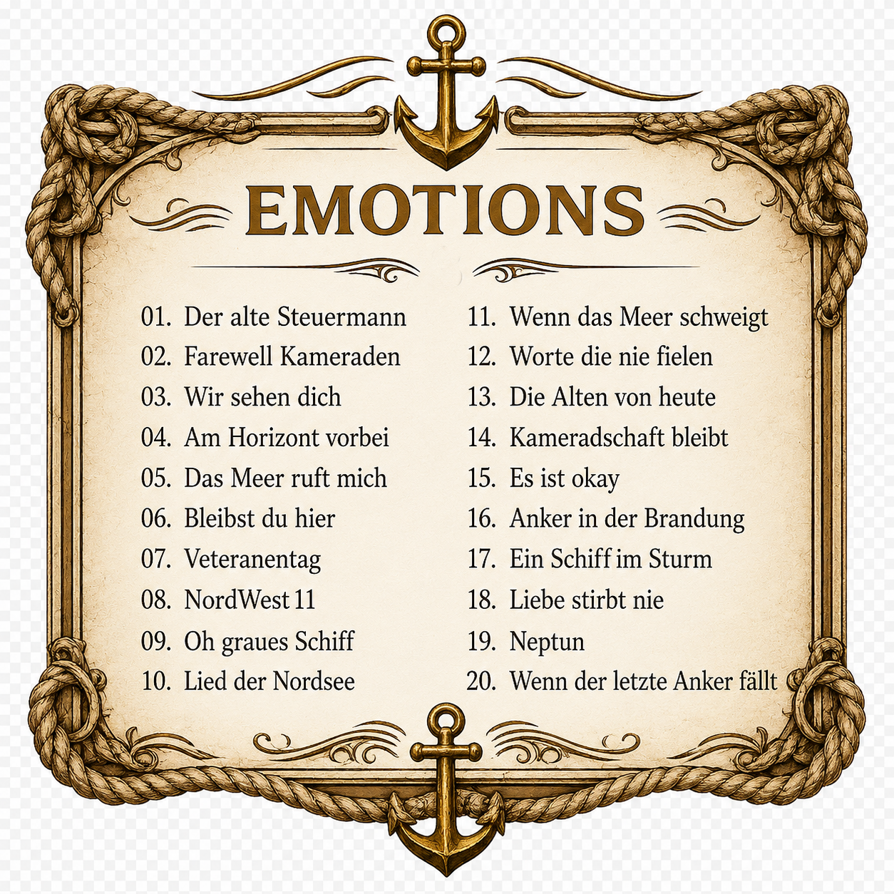 Titelliste Emotions
