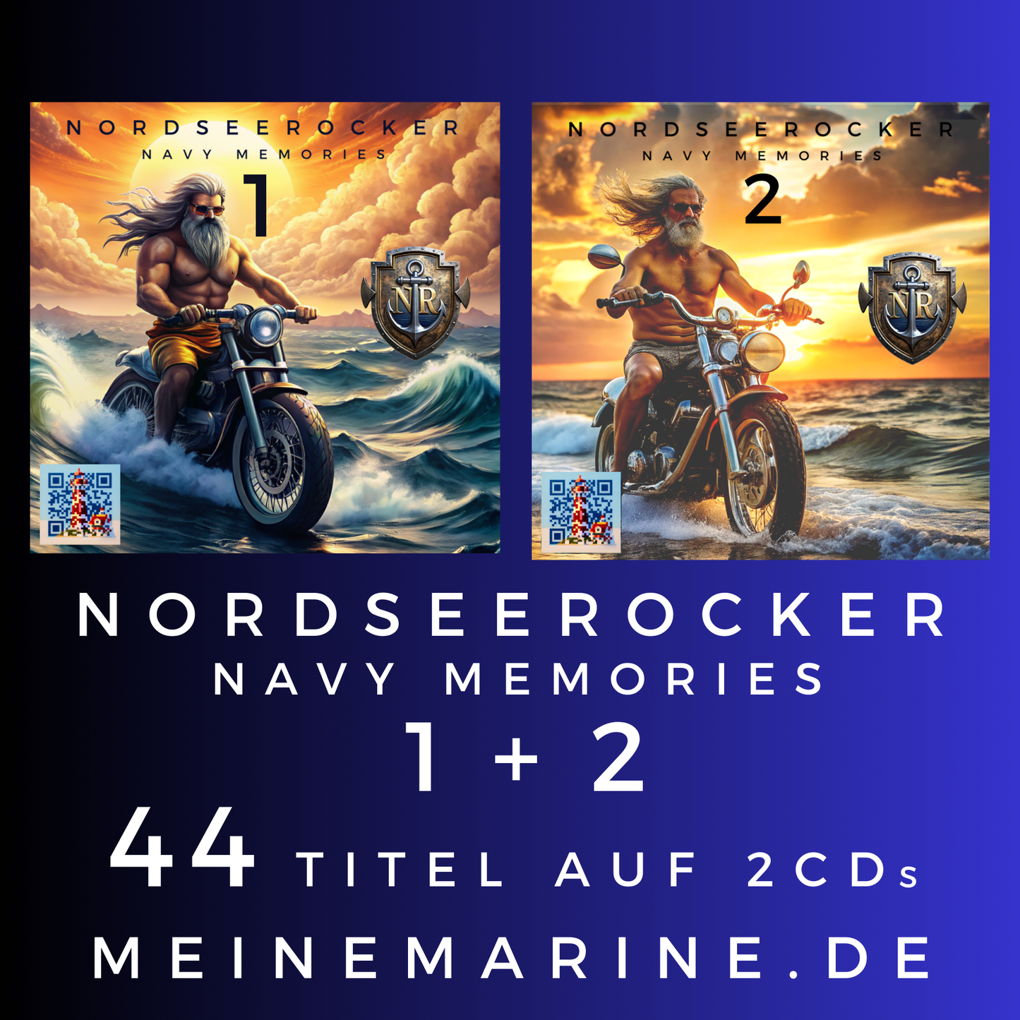 CD - Nordseerocker - Navy Memories 1  und 2 - 44 Titel auf 2 Cds