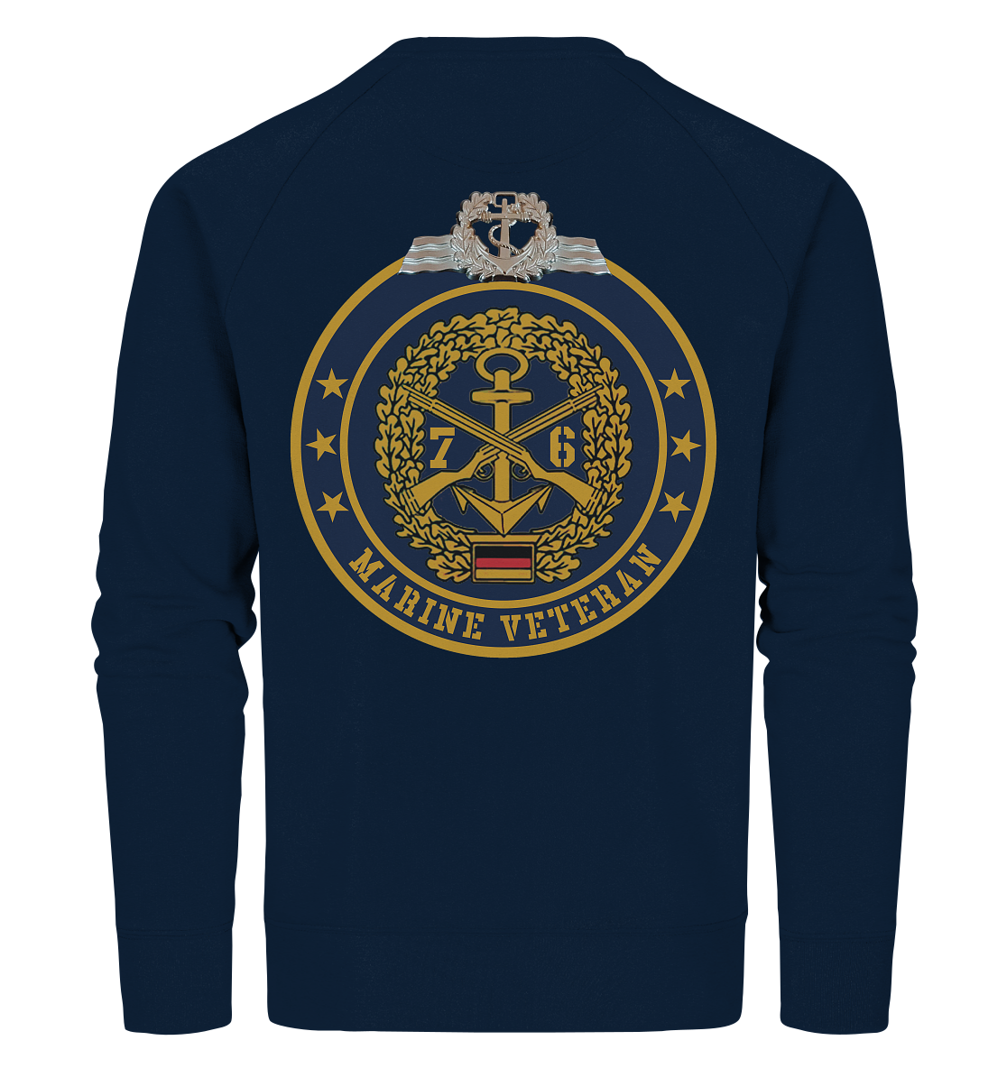 Marine Veteran 76er mit silb. Seefahrerabzeichen Rückendruck - Organic Sweatshirt