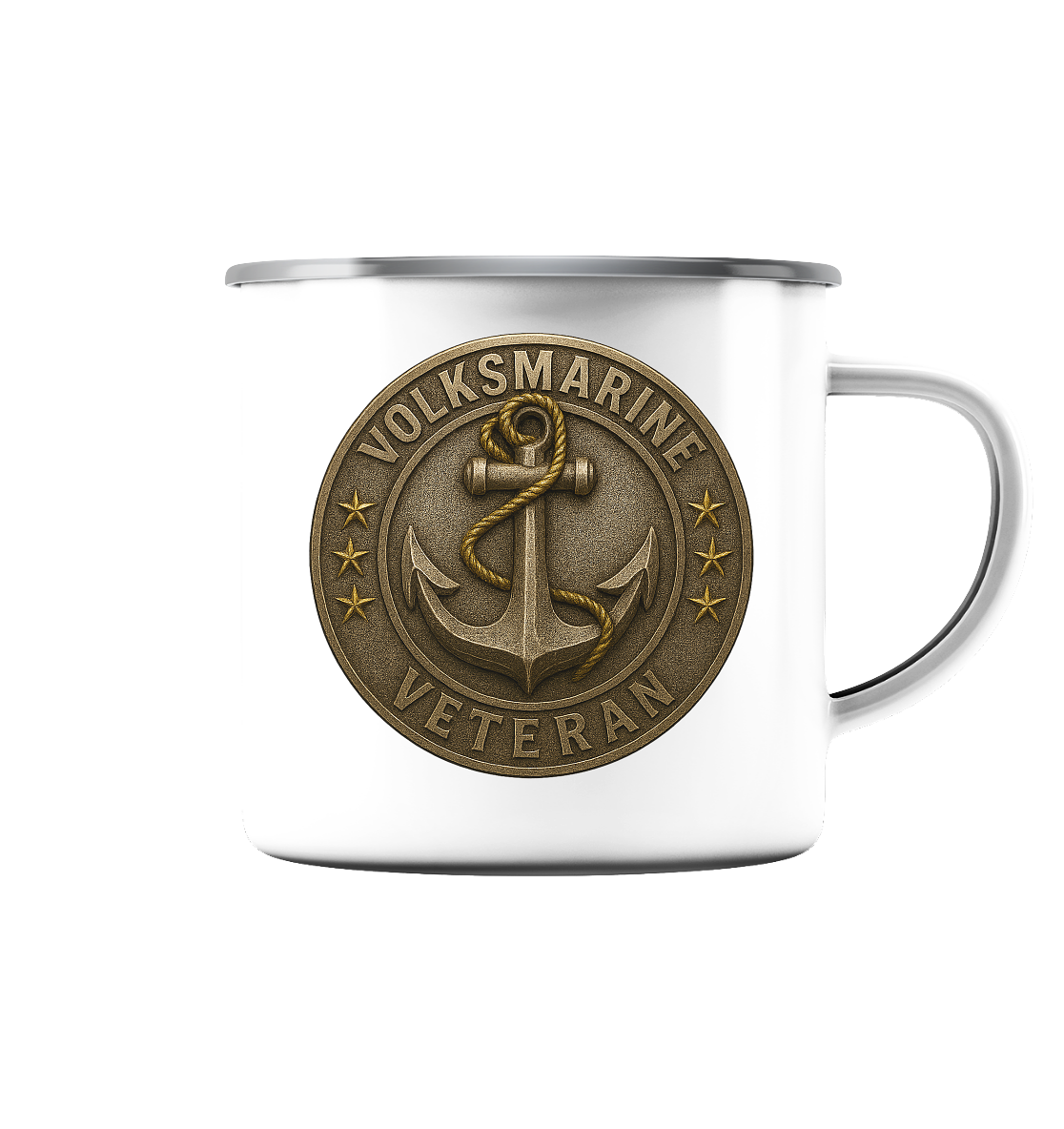 Volksmarine Veteran  - Metalleffekt - Emaille Tasse (Silber)