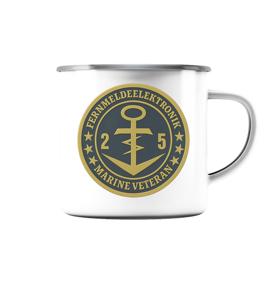 Marine Veteran 25er FERNMELDEELEKTRONIK- Metalleffekt - Emaille Tasse (Silber)
