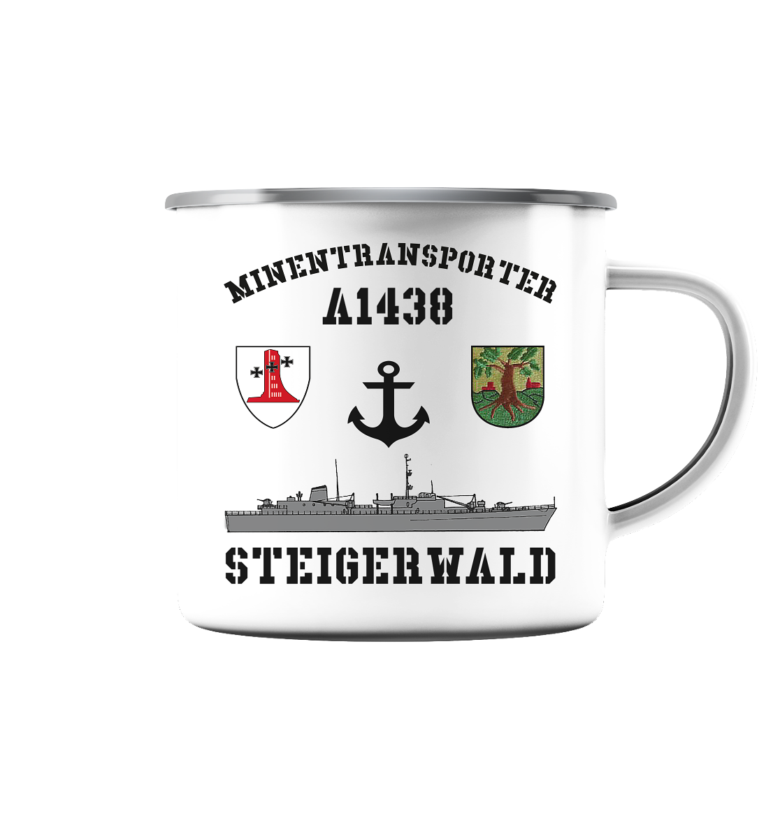 Minentransporter A1438 STEIGERWALD - Emaille Tasse (Silber)