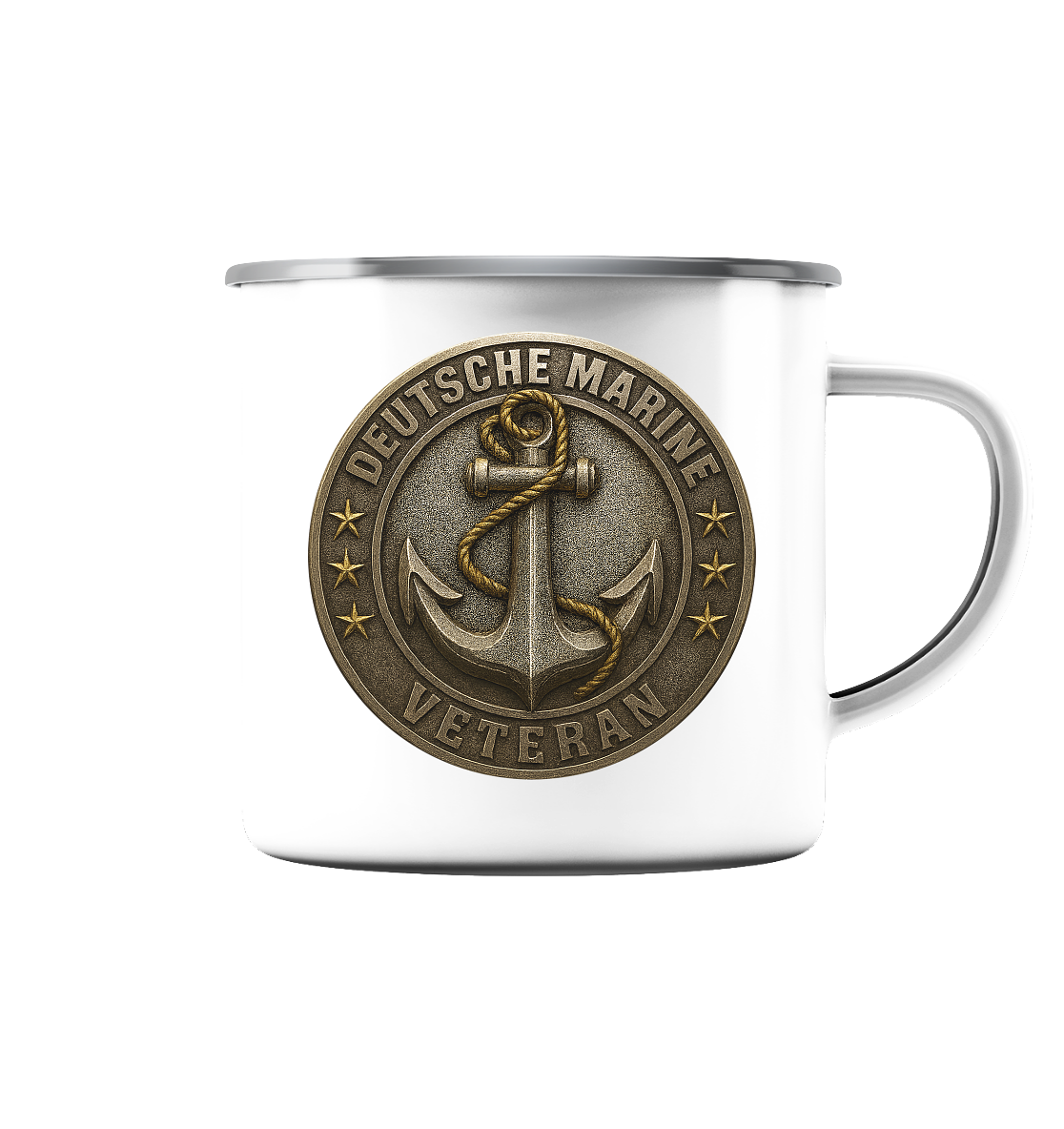 Deutsche Marine Veteran  - Metalleffekt  - Emaille Tasse (Silber)