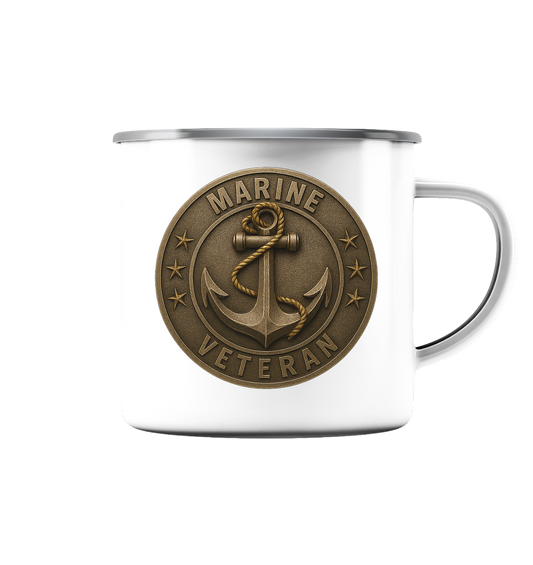Marine Veteran  - Metalleffekt - Emaille Tasse (Silber)