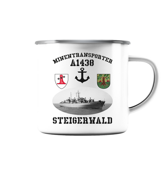 A1438 STEIGERWALD - Emaille Tasse (Silber)