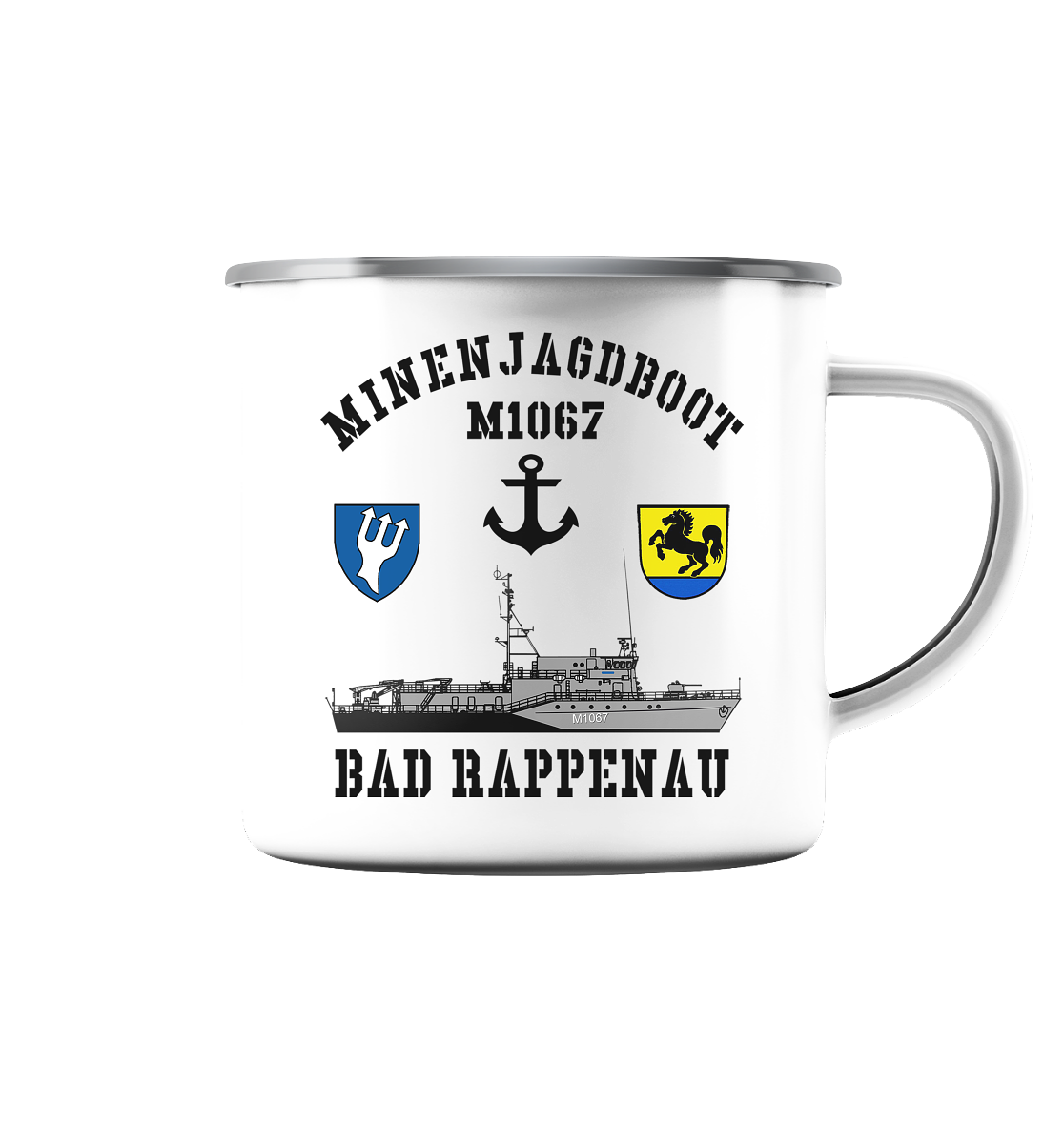 Mij.-Boot M1067 BAD RAPPENAU 5.MSG - Emaille Tasse (Silber)