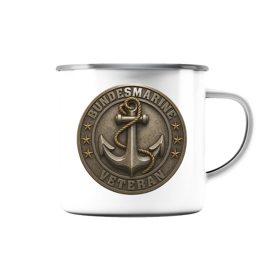 Logo BUNDESMARINE - Metalleffekt - Emaille Tasse (Silber)