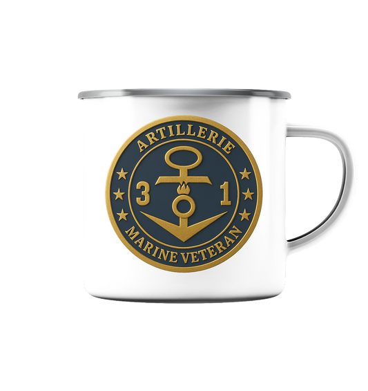 Marine Veteran 31er ARTILLERIE - Metalleffekt - Emaille Tasse (Silber)