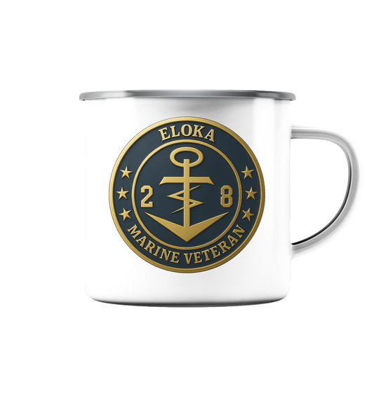 Marine Veteran 28er ELOKA - Metalleffekt - Emaille Tasse (Silber)