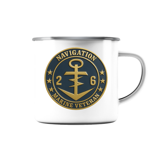 Marine Veteran 26er NAVIGATION - Metalleffekt  - Emaille Tasse (Silber)