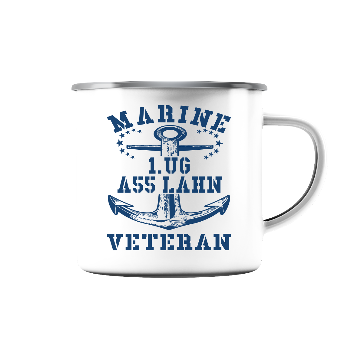 Marine Veteran 1.UG A55 LAHN - Emaille Tasse (Silber)