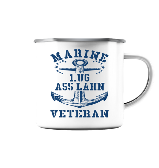Marine Veteran 1.UG A55 LAHN - Emaille Tasse (Silber)