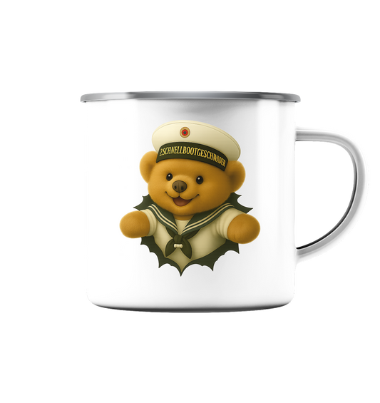 Teddy 2. SCHNELLBOOTGESCHWADER - Emaille Tasse (Silber)