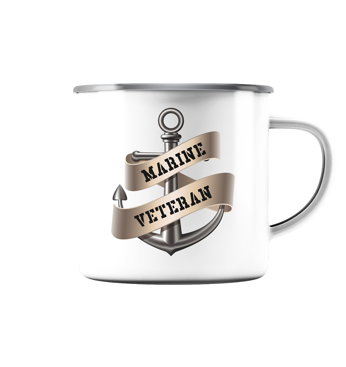 Anker MARINE VETERAN - Emaille Tasse (Silber)