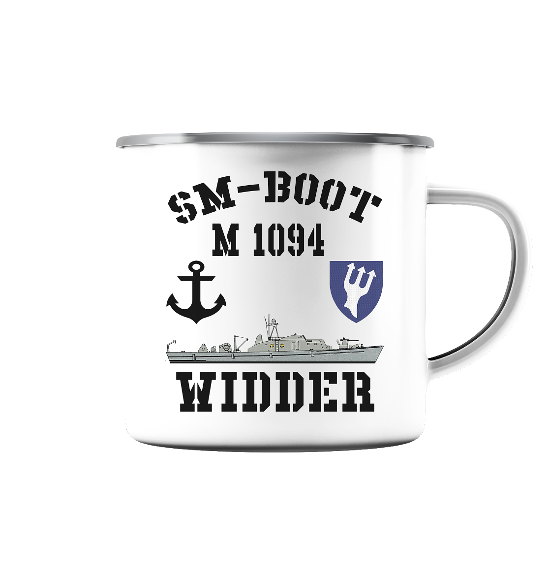 SM-BOOT M1094 WIDDER - Emaille Tasse (Silber)