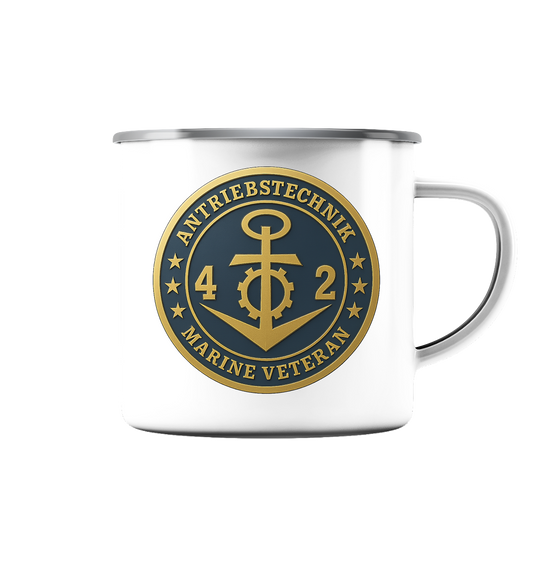 Marine Veteran 42er ANTRIEBSTECHNIK - Metalleffekt  - Emaille Tasse (Silber)