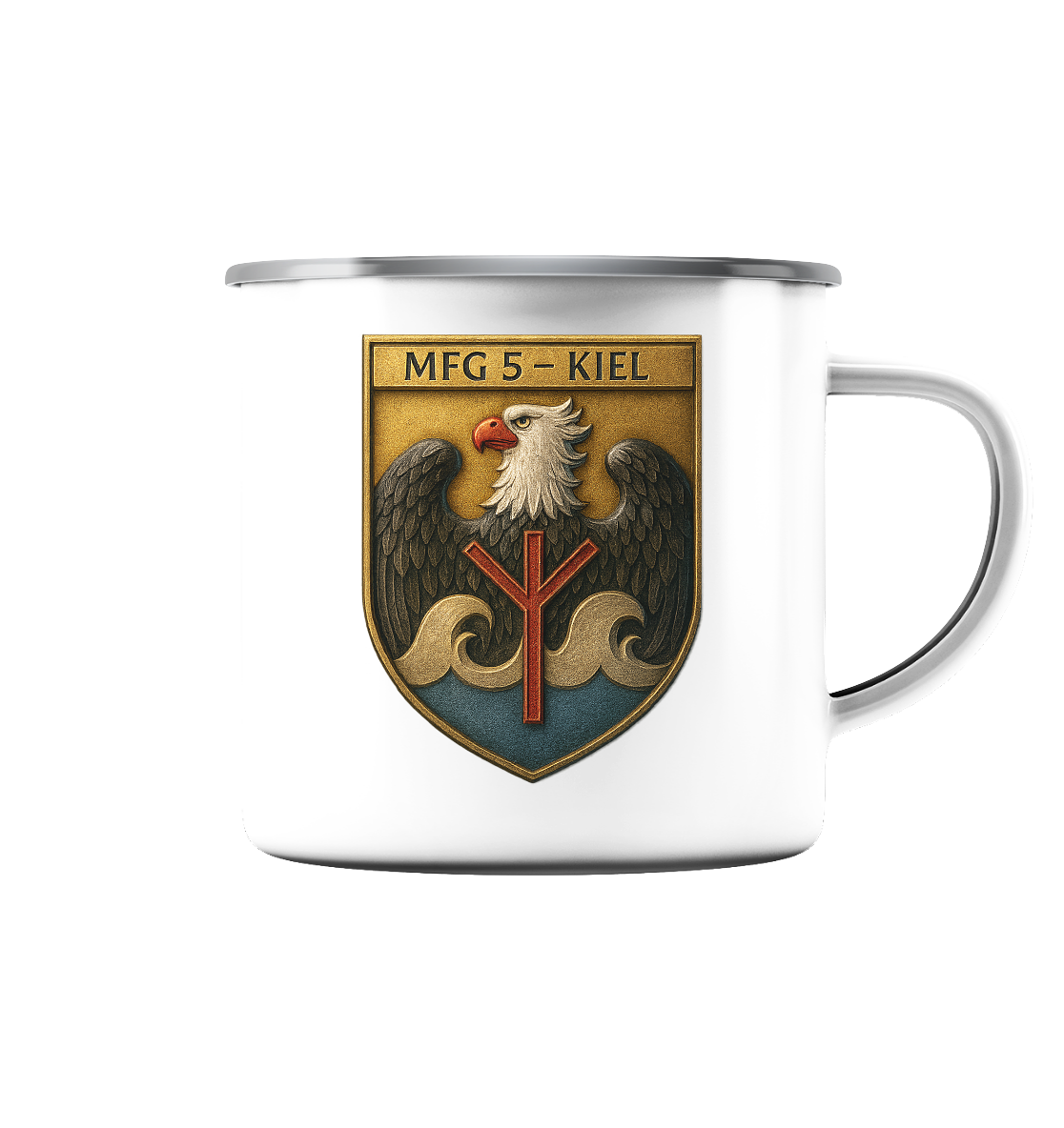 Wappen MFG5 - KIEL - Metalleffekt - Emaille Tasse (Silber)