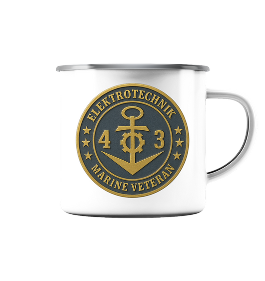 Marine Veteran 43er ELEKTROTECHNIK - Metalleffekt  - Emaille Tasse (Silber)