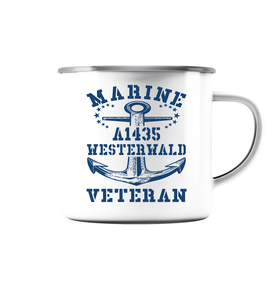 Marine Veteran A1435 WESTERWALD - Emaille Tasse (Silber)
