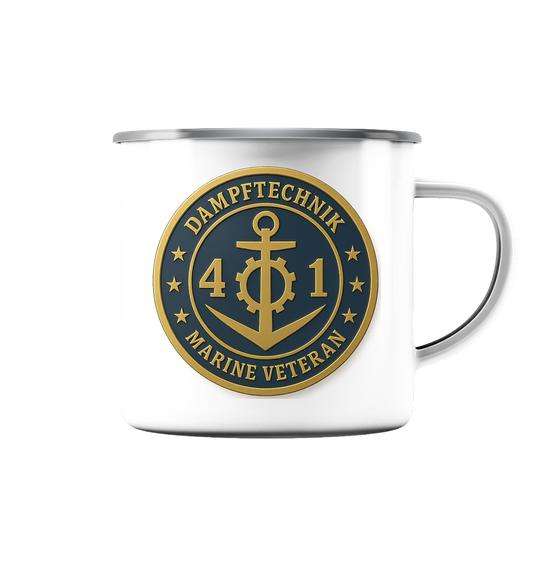 Marine Veteran 41er DAMPFTECHNIK - Metalleffekt - Emaille Tasse (Silber)