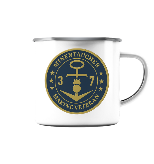 Marine Veteran 37er MINENTAUCHER - Metalleffekt - Emaille Tasse (Silber)