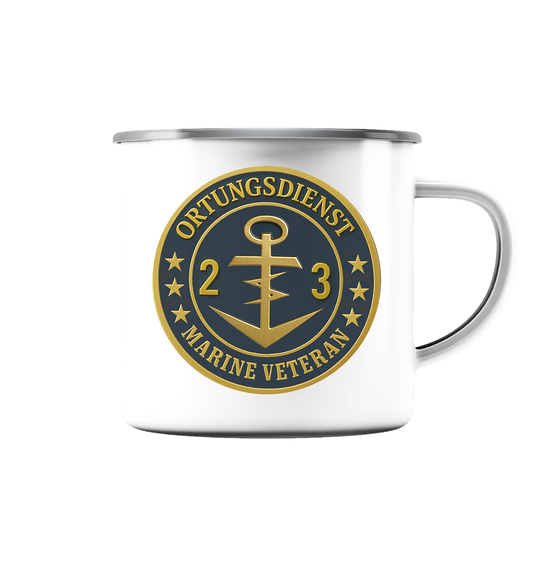 Marine Veteran 23er ORTUNG - Metalleffekt  - Emaille Tasse (Silber)
