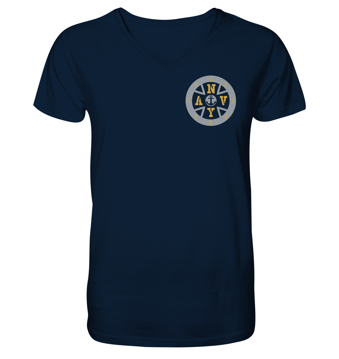 Logo Navy m. Verwendungsreihen - Mens Organic V-Neck Shirt