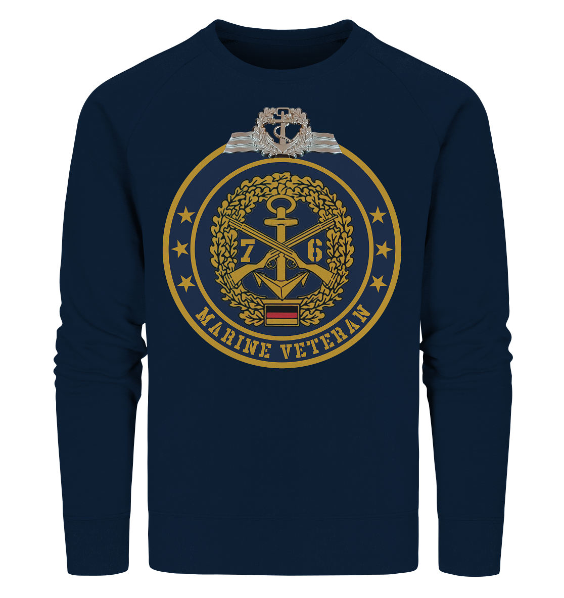 Marine Veteran 76er mit silb. Seefahrerabzeichen Brustdruck - Organic Sweatshirt