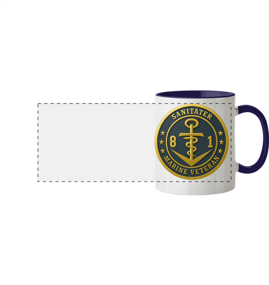 Marine Veteran 81er SANITÄTER - Metalleffekt - Panorama Tasse zweifarbig