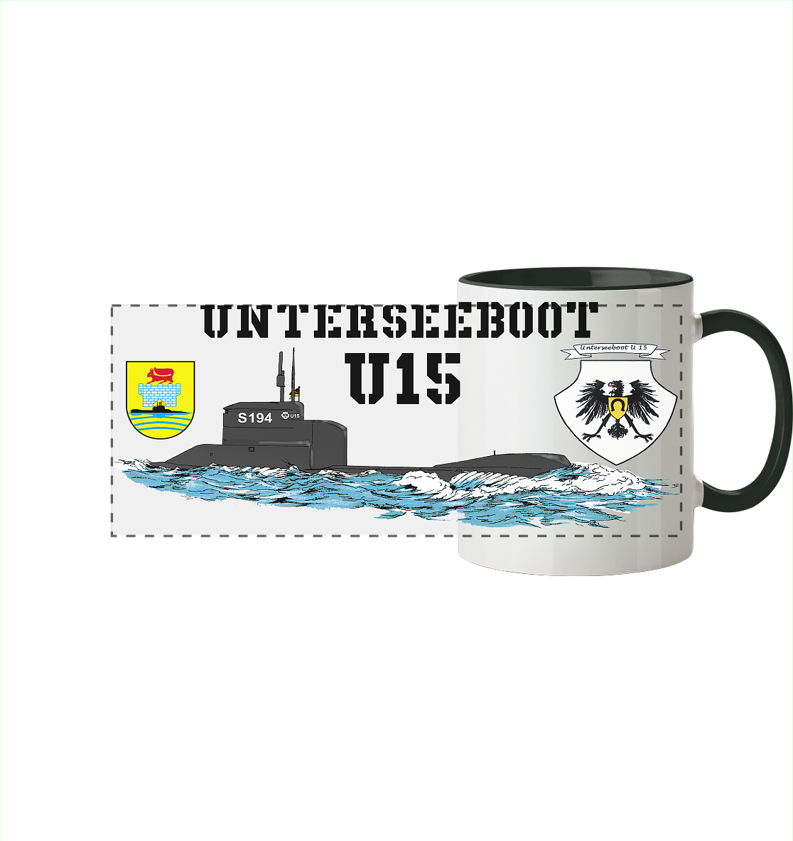 Unterseeboot U15 3.UG - Panorama Tasse zweifarbig