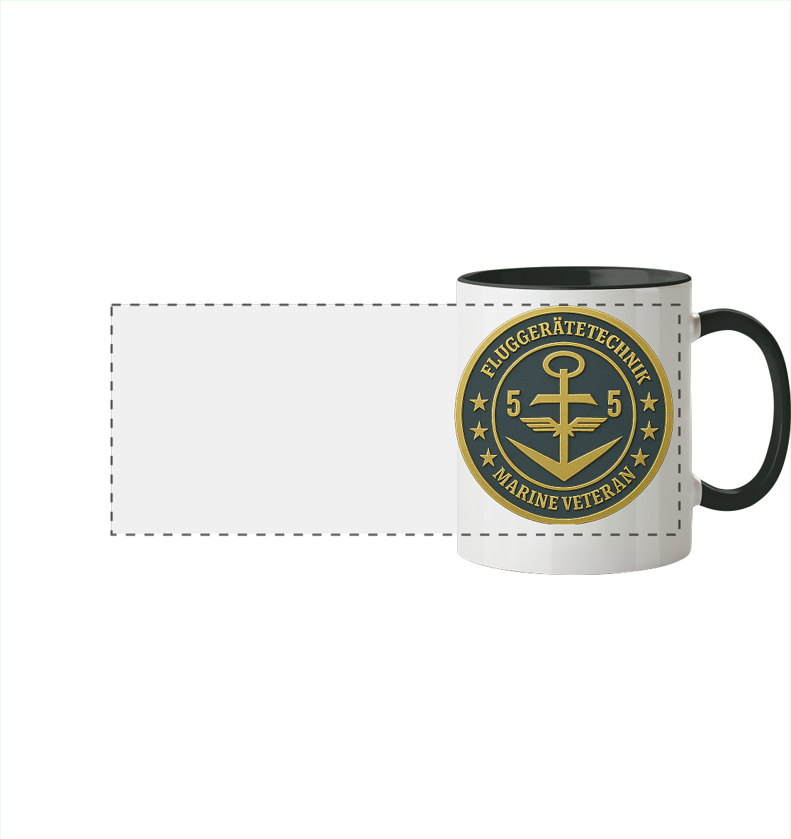 Marine Veteran 55er FLUGGERÄTETECHNIK - Metalleffekt - Panorama Tasse zweifarbig