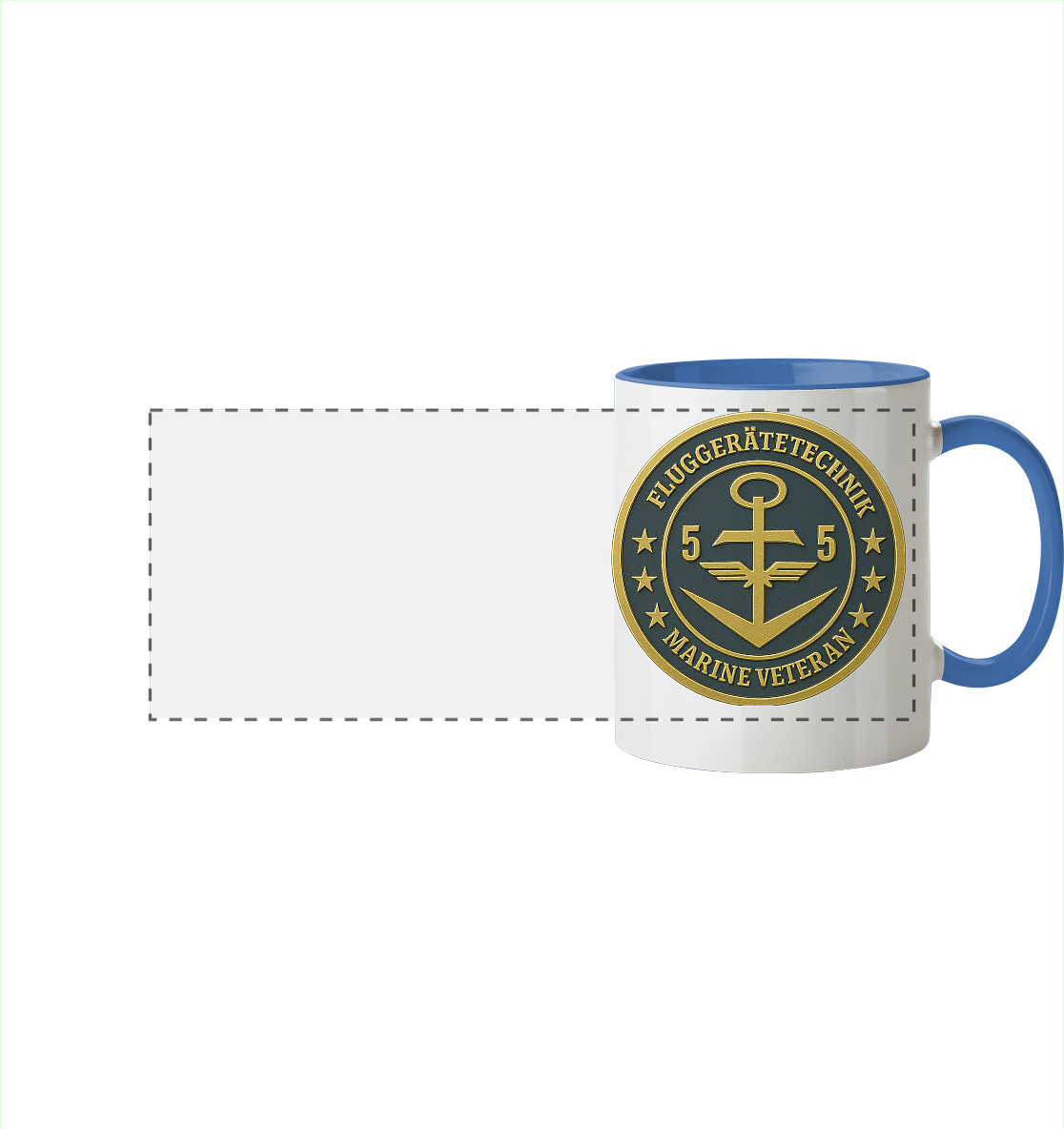 Marine Veteran 55er FLUGGERÄTETECHNIK - Metalleffekt - Panorama Tasse zweifarbig