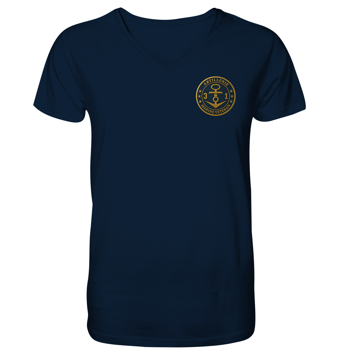 Marine Veteran 31er ARTILLERIE - Metalleffekt - V-Neck Shirt