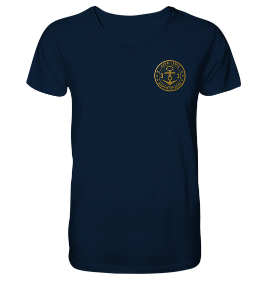 Marine Veteran 31er ARTILLERIE - Metalleffekt - V-Neck Shirt