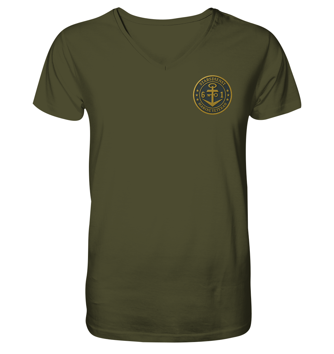 Marine Veteran 61er STABSDIENST - Metalleffekt - V-Neck Shirt