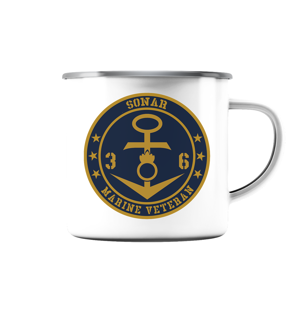 Marine Veteran 36er SONAR - Emaille Tasse (Silber)