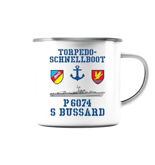 Torpedo-Schnellboot P6074 BUSSARD Anker - Emaille Tasse (Silber)
