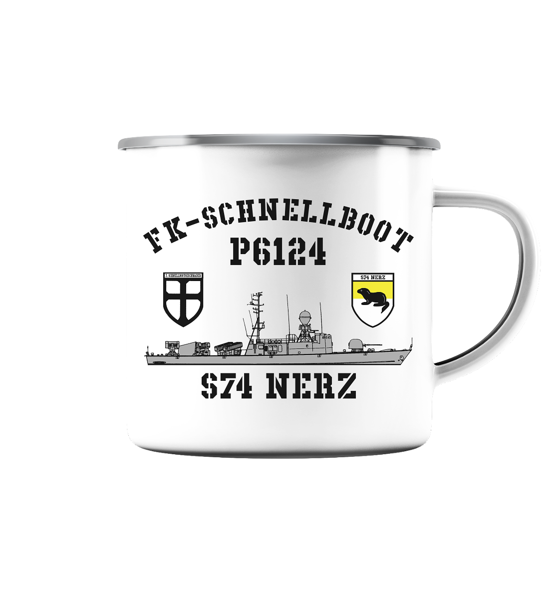 P6124 S74 NERZ 7.SG - Emaille Tasse (Silber)