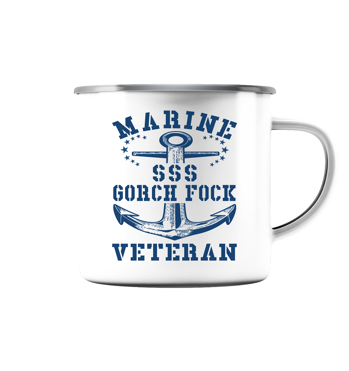 SSS GORCH FOCK MARINE VETERAN  - Emaille Tasse (Silber)