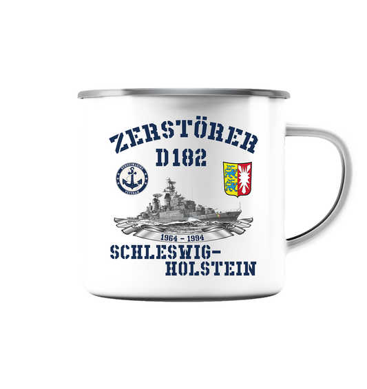 Zerstörer D182 SCHLESWIG-HOLSTEIN Bundesmarine Veteran - Emaille Tasse (Silber)