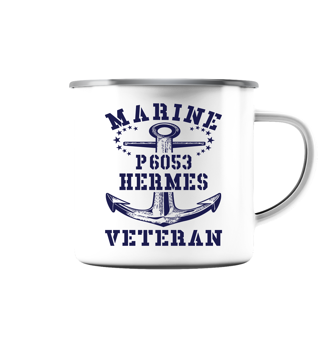 U-Jagdboot P6053 HERMES Marine Veteran - Emaille Tasse (Silber)