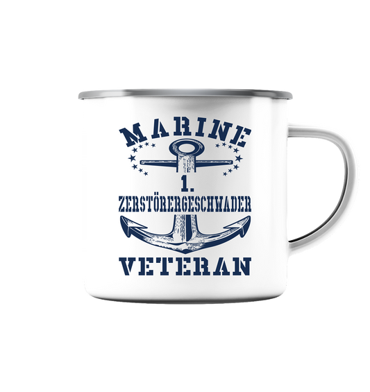 1. Zerstörergeschwader Marine Veteran - Emaille Tasse (Silber)