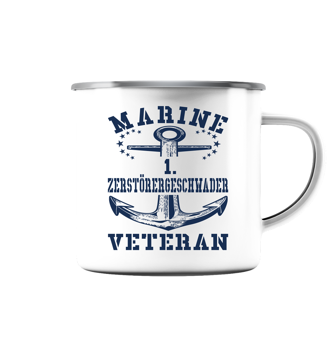 1. Zerstörergeschwader Marine Veteran - Emaille Tasse (Silber)