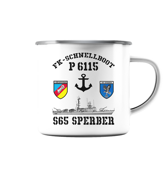 FK-Schnellboot P6115 SPERBER 2.SG Anker - Emaille Tasse (Silber)