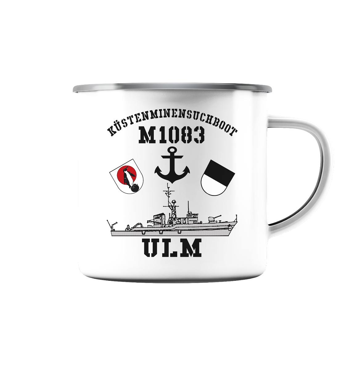 KM-Boot M1083 ULM Anker - Emaille Tasse (Silber)